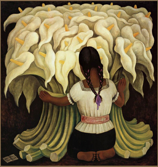 Diego Rivera Girl with Lilies